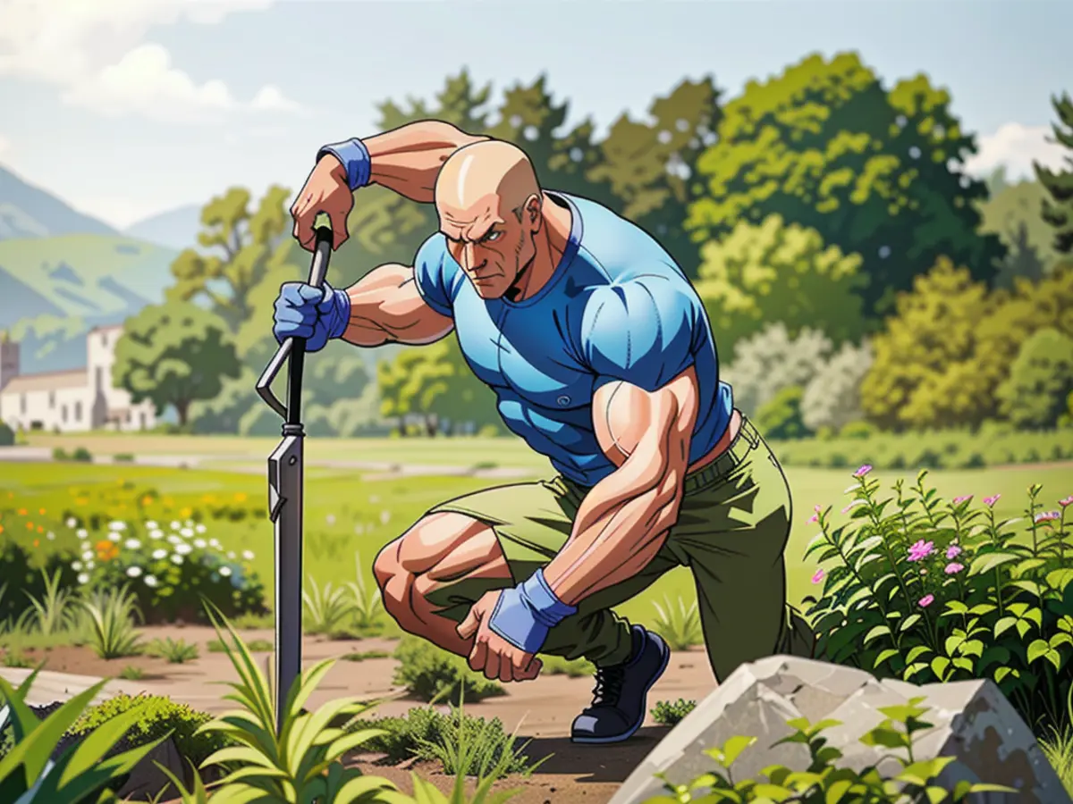 Individual engaging in horticultural activities.