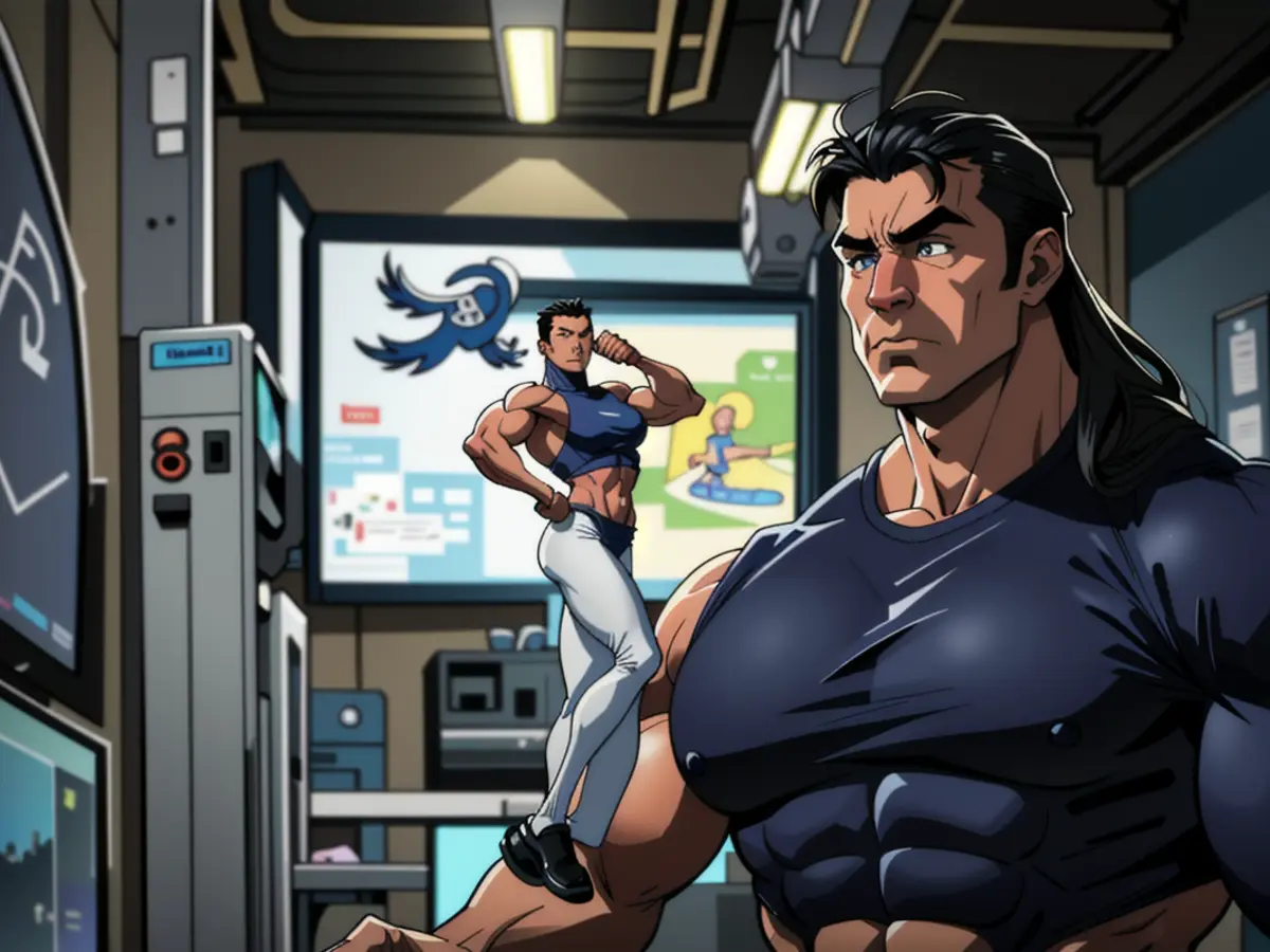 Individual examining digital device in financial context.