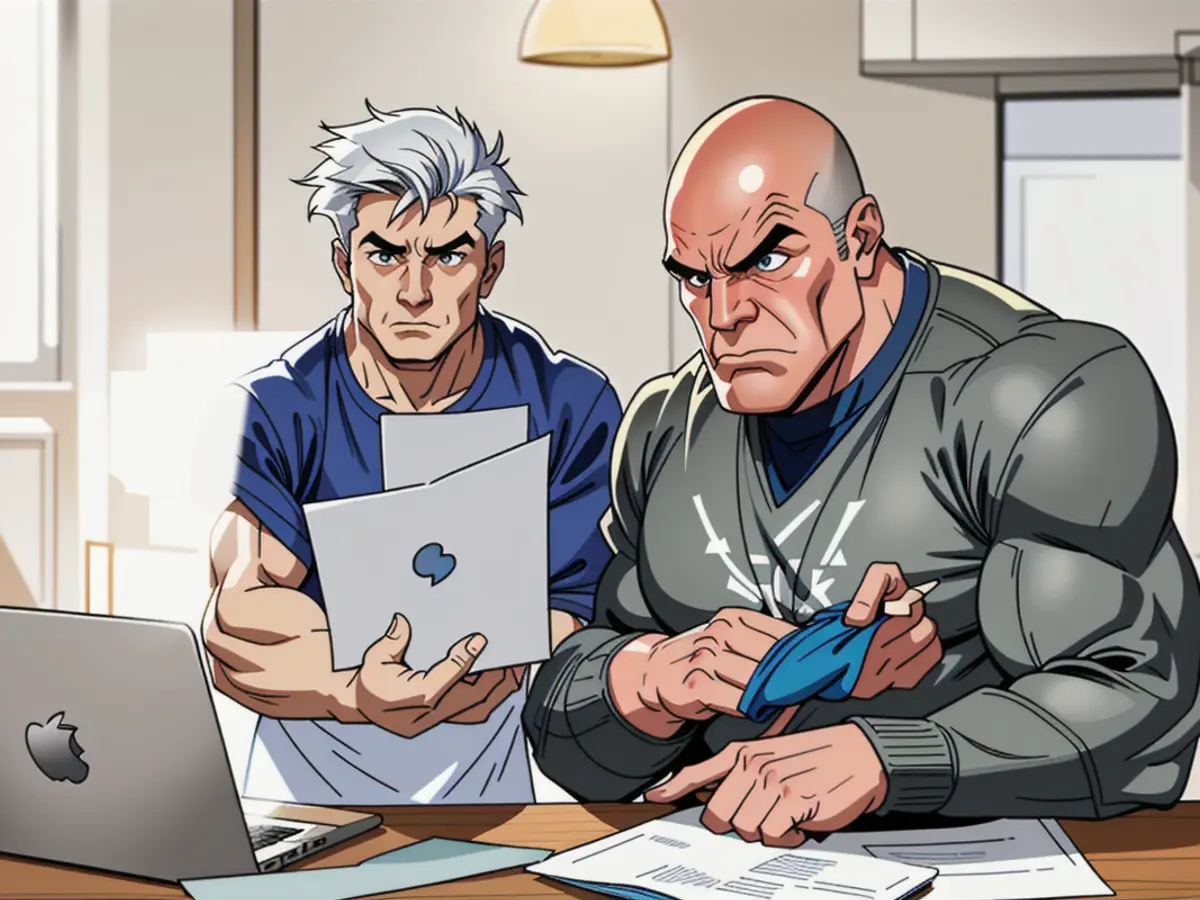 Two individuals engrossed in perusing digital documents on a computer system.