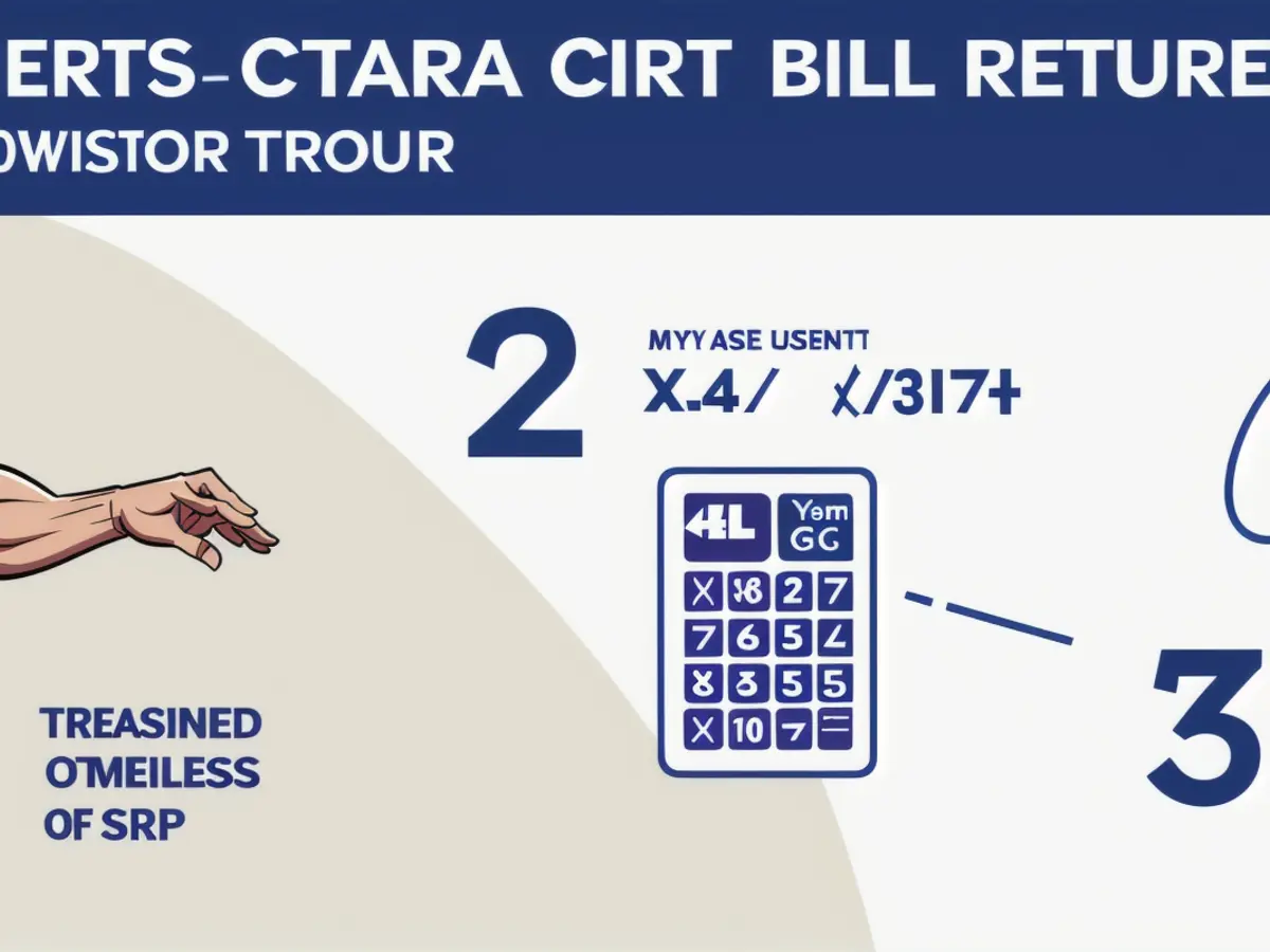 A visual guide detailing the three-step process for determining the percentage yield of a treasury...
