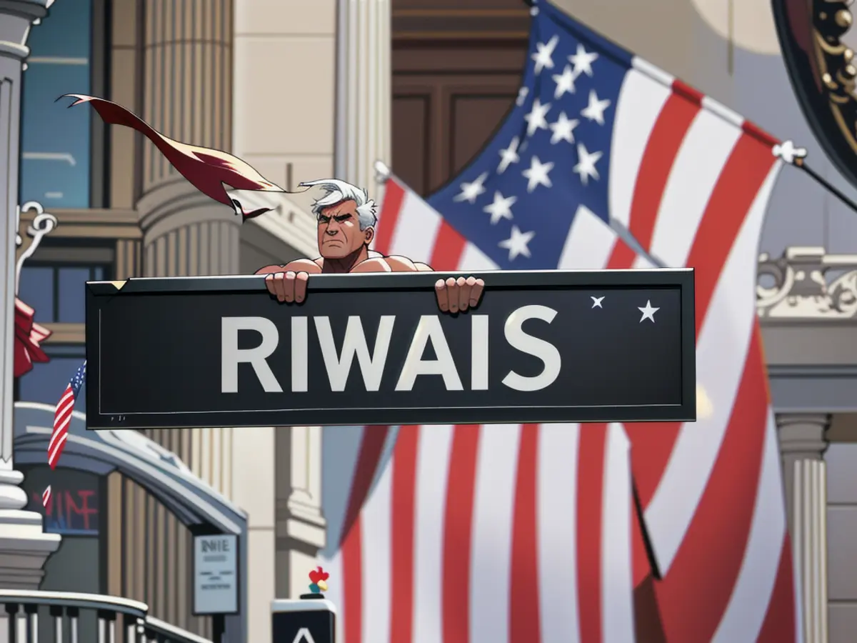 An emblematic Wall Street marker standing in front of the New York Stock Exchange (NYSE) in New...