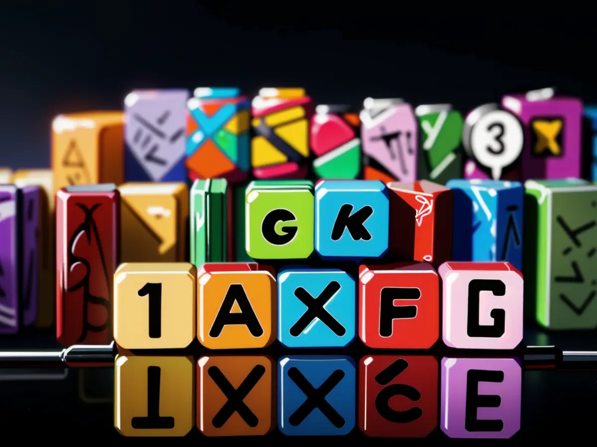Vibrant-hued dice bearing the term "taxes" inscribed upon them.