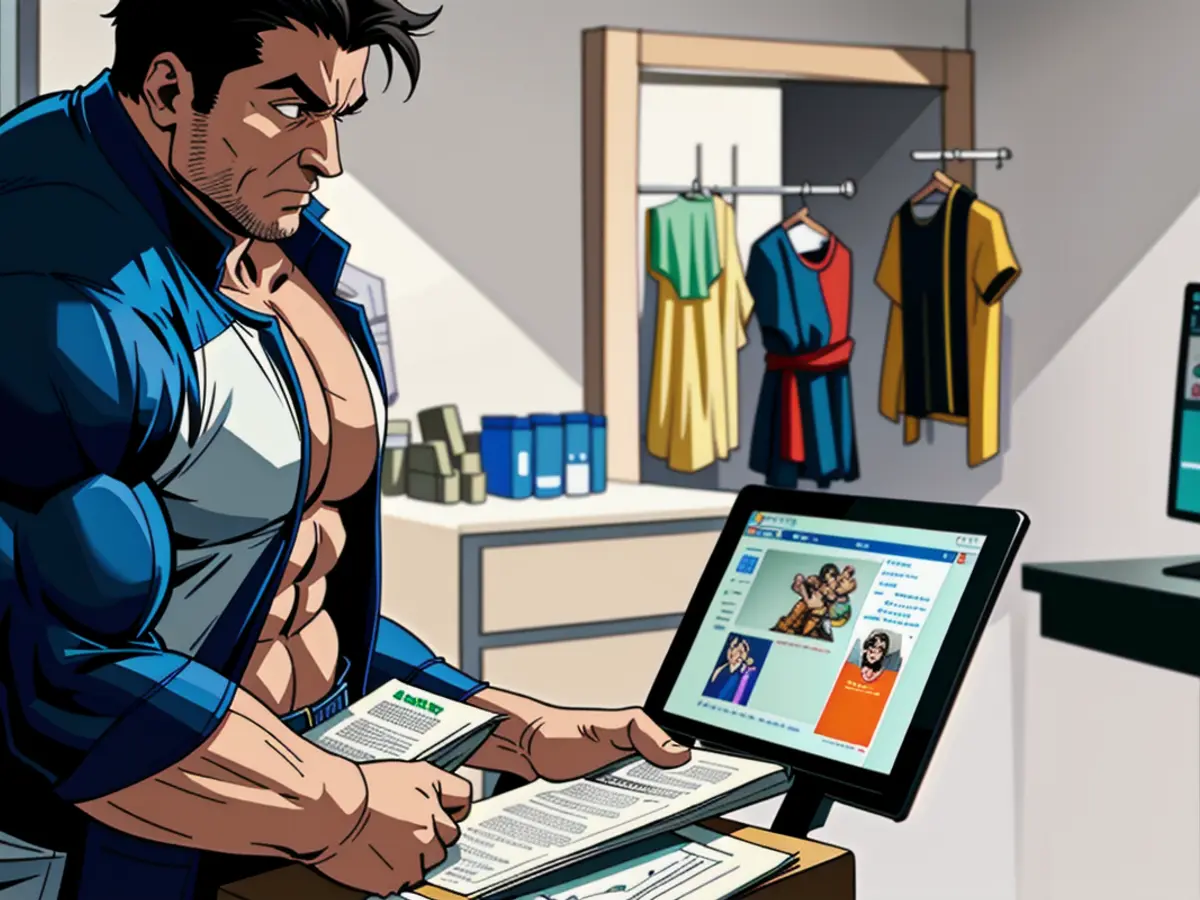 A mature-aged individual is managing his financial affairs within his jewelry workshop.