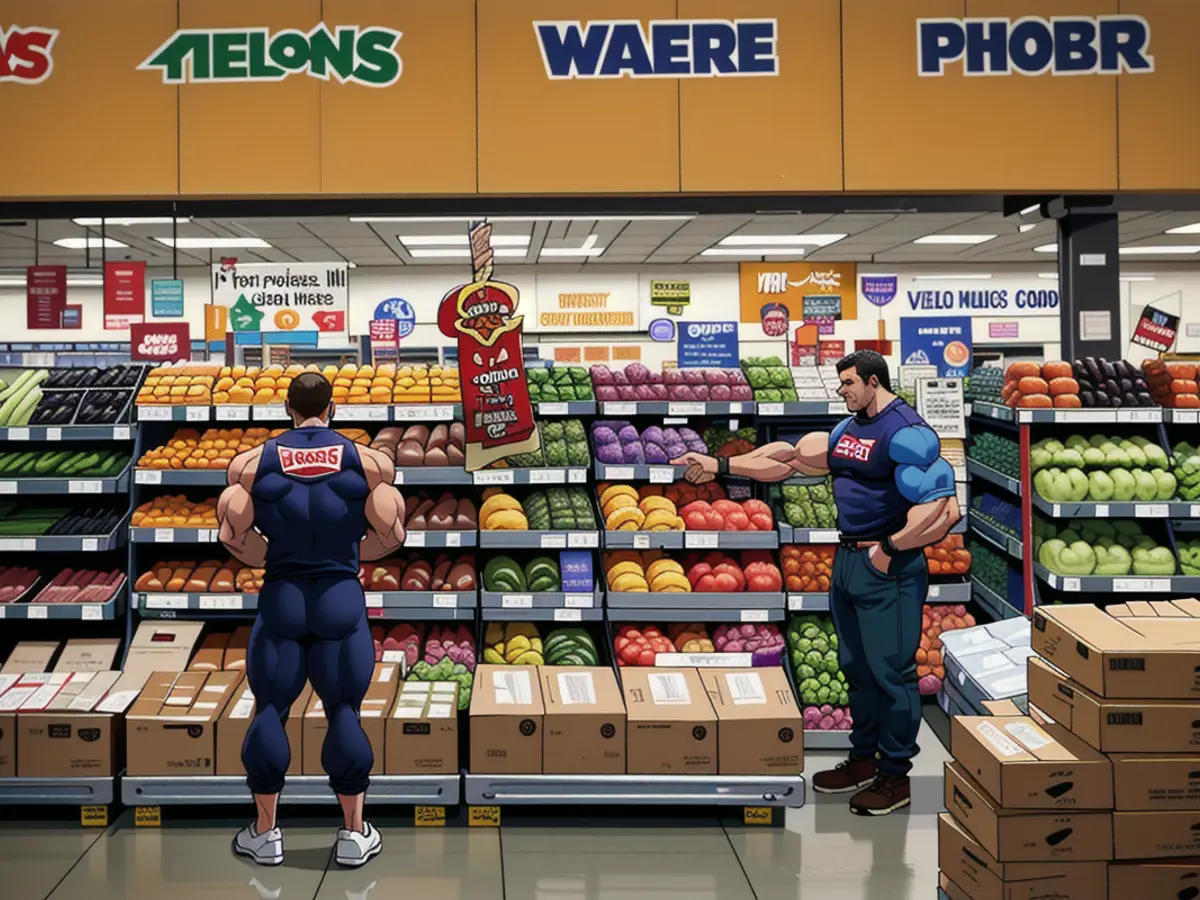Shoppers select fruits and vegetables at an H-E-B supermarket in Austin, Texas, on February 12.